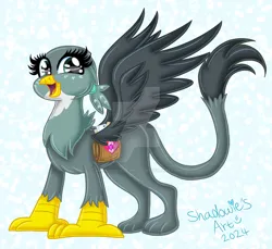 Size: 1280x1175 | Tagged: safe, artist:shadowiesart, derpibooru import, gabby, gryphon, bag, cute, deviantart watermark, female, gabbybetes, image, jpeg, obtrusive watermark, profile, saddle bag, signature, solo, watermark