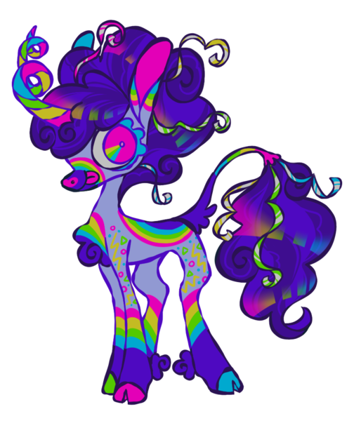 Size: 840x1000 | Tagged: safe, artist:peaceandlove26, artist:twinklewish, derpibooru import, oc, oc:kaleidoscope fizzle streamers, unofficial characters only, pony, unicorn, 2021, big eyes, blue eyelashes, chest fluff, cloven hooves, coat markings, colored chest fluff, colored eyelashes, colored hooves, colored horn, colored muzzle, colored pinnae, colored tail, concave belly, confetti in tail, curly mane, curly tail, curved horn, dark muzzle, facial markings, fetlock tuft, hair accessory, hooves, horn, image, lavender coat, leg markings, leonine tail, looking back, mane accessory, mismatched hooves, multicolored ears, multicolored hooves, multicolored tail, no catchlights, old art, pink eyes, png, profile, purple coat, purple mane, purple tail, rainbow ears, rainbow horn, rainbow muzzle, rainbow tail, shiny mane, shiny tail, shrunken pupils, simple background, smiling, snip (coat marking), socks (coat marking), standing, streamers, tail, tail accessory, tail fluff, tall ears, thin, tongue out, transparent background, unicorn oc, unique horn