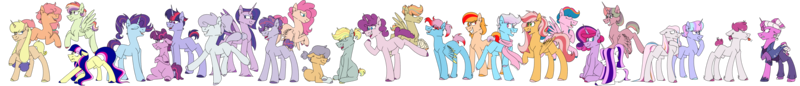 Size: 13000x1400 | Tagged: safe, artist:fuckomcfuck, derpibooru import, oc, oc:amethyst spark, oc:anna, oc:apple custard pie, oc:apple prism, oc:aurora, oc:berry blitz, oc:bubblegum blast, oc:daisy chain, oc:dawn frosting, oc:flicker, oc:flutter thread, oc:jamboree, oc:maisie, oc:max, oc:orchard dash, oc:pin cushion, oc:pin needle, oc:prism shard, oc:punchline, oc:rosemary, oc:secret surprise, oc:star seed, oc:sugar rush, oc:thunder fly, oc:tie dye, oc:two time, oc:velvet zap, alicorn, earth pony, pegasus, pony, unicorn, bandage, clothes, hair tie, horn, image, magical lesbian spawn, next generation, offspring, parent:applejack, parent:fluttershy, parent:pinkie pie, parent:rainbow dash, parent:rarity, parent:twilight sparkle, parents:appledash, parents:applepie, parents:appleshy, parents:flarity, parents:flutterdash, parents:flutterpie, parents:pinkiedash, parents:raridash, parents:rarijack, parents:rarilight, parents:raripie, parents:twidash, parents:twijack, parents:twinkie, parents:twipie, parents:twishy, png, scarf, simple background, transparent background