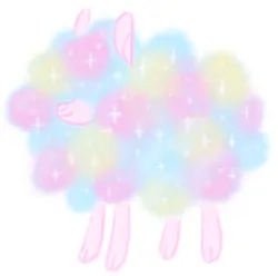 Size: 974x966 | Tagged: safe, artist:mylittlegoats, artist:peaceandlove26, artist:twinklewish, derpibooru import, part of a set, oc, unofficial characters only, goat, 2021, :3, barely pony related, cotton candy, fluffy, goat oc, image, jpeg, multicolored fur, non-pony oc, old art, pink fur, requested art, smiling, solo, sparkly