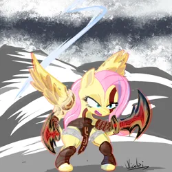 Size: 1024x1024 | Tagged: safe, derpibooru import, fluttershy, god of war, image, kratos, png