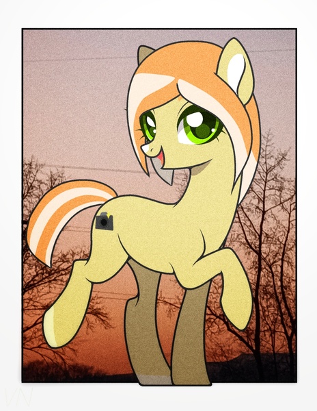 Size: 1836x2373 | Tagged: safe, artist:victoria_nik, derpibooru import, oc, oc:melting cocktail, unofficial characters only, earth pony, pony, base used, female, green eyes, image, jpeg, looking at you, mare, open mouth, open smile, photo, raised hoof, smiling, smiling at you, solo, standing