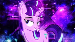 Size: 1024x576 | Tagged: safe, artist:mirai-digi, artist:starlessnight22, derpibooru import, starlight glimmer, pony, unicorn, g4, abstract background, female, horn, image, jpeg, mare, s5 starlight, wallpaper