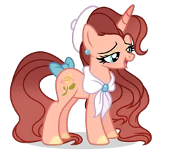 Size: 1399x1220 | Tagged: safe, artist:cstrawberrymilk, derpibooru import, oc, oc:golden rose, unofficial characters only, pony, unicorn, beret, bow, female, hat, horn, image, mare, png, simple background, solo, tail, tail bow, transparent background