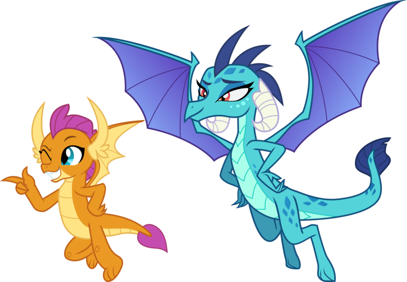 Size: 7090x4916 | Tagged: safe, artist:frownfactory, artist:mattbas, derpibooru import, edit, vector edit, princess ember, smolder, dragon, g4, she's all yak, .svg available, absurd resolution, cute, dragoness, duo, duo female, female, flying, high res, image, one eye closed, png, pointing, simple background, smolderbetes, transparent background, vector, wings