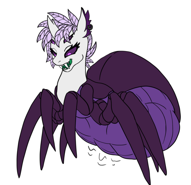 Size: 1733x1676 | Tagged: suggestive, artist:copycat, artist:theandymac, derpibooru import, oc, oc:elytra, changedling, changeling, monster pony, original species, spiderpony, changedling oc, changeling oc, image, nightmare night, png, shapeshifting, simple background, transparent background, vore