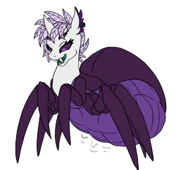 Size: 1733x1676 | Tagged: suggestive, artist:copycat, artist:theandymac, derpibooru import, oc, oc:elytra, changedling, changeling, monster pony, original species, spiderpony, changedling oc, changeling oc, image, nightmare night, png, shapeshifting, simple background, transparent background, vore