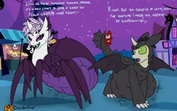 Size: 3000x1899 | Tagged: suggestive, artist:copycat, artist:theandymac, derpibooru import, oc, oc:copycat, oc:elytra, changedling, changeling, monster pony, original species, spiderpony, changedling oc, changeling oc, clothes, costume, how to train your dragon, image, nightmare night, png, shapeshifting, toothless the dragon, vore