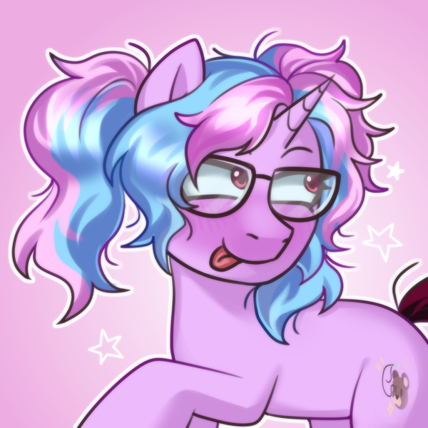 Size: 2000x2000 | Tagged: safe, artist:zigmeow, derpibooru import, oc, unofficial characters only, pony, unicorn, cute, horn, image, pigtails, png, simple background, tongue out