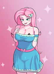 Size: 1403x1917 | Tagged: suggestive, anonymous editor, artist:flushies, edit, kotobukiya, fluttershy, human, blacked, breasts, busty fluttershy, gradient background, humanized, image, kotobukiya fluttershy, png, queen of spades, tattoo