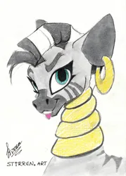 Size: 3496x4888 | Tagged: safe, artist:stirren, derpibooru import, zecora, zebra, bust, image, png, portrait, scan, traditional art