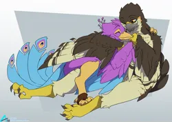 Size: 1100x779 | Tagged: safe, artist:arctic-fox, derpibooru import, oc, oc:gyro feather, oc:gyro tech, bird, gryphon, birdified, furry, furry oc, griffonized, image, jpeg, species swap