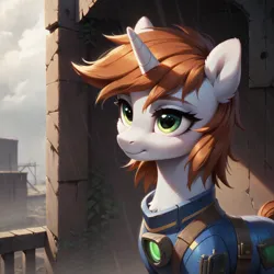 Size: 1024x1024 | Tagged: safe, ai content, derpibooru import, machine learning generated, stable diffusion, oc, oc:littlepip, unofficial characters only, pony, unicorn, fallout equestria, beautiful eyes, cute, daaaaaaaaaaaw, generator:pony diffusion v6 xl, horn, image, png, prompter:teonanakatle, smiling, solo