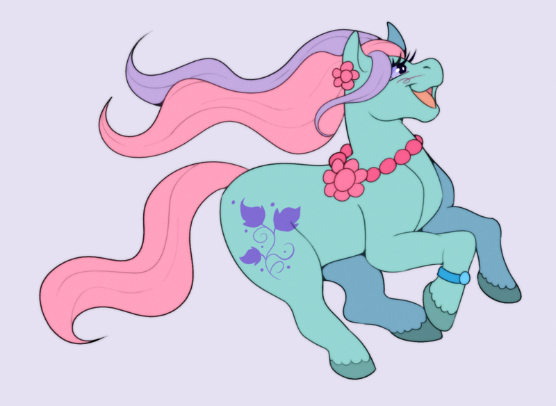 Size: 1480x1080 | Tagged: safe, artist:lildarkvixen, derpibooru import, ivy, earth pony, pony, g2, blush scribble, blushing, bracelet, female, image, jewelry, mare, necklace, open mouth, open smile, png, simple background, smiling, solo, tail, unshorn fetlocks