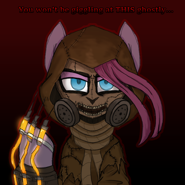 Size: 3000x3000 | Tagged: safe, artist:legendoflink, derpibooru import, pinkie pie, pony, batman arkham asylum, clothes, female, gas mask, hood, image, mare, mask, needles, pinkamena diane pie, pinktober, png, scarecrow, solo, the scarecrow