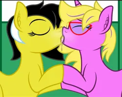 Size: 2048x1640 | Tagged: suggestive, artist:drzedworth, oc, oc:zedwin, unofficial characters only, pony, duo, duo female, eyes closed, female, french kiss, glasses, image, jpeg, kissing, mare