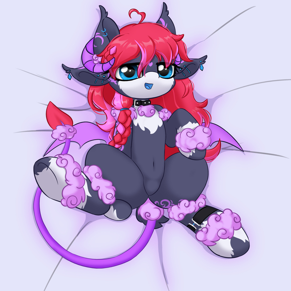 Size: 2000x2000 | Tagged: suggestive, artist:one4pony, derpibooru import, oc, oc:夕霞•焰心, unofficial characters only, dracony, dragon, hybrid, succubus, succubus pony, bed, female, image, jpeg, laying on bed, lying down, on bed, presenting