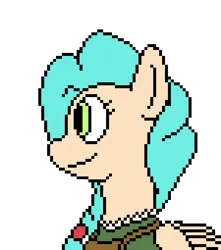 Size: 450x510 | Tagged: safe, artist:nukepony360, derpibooru import, oc, oc:barley fields, unofficial characters only, pegasus, pony, apron, artfight, barmaid, bust, clothes, digital art, female, hair tie, image, mare, pixel art, png, portrait, simple background, solo, transparent background