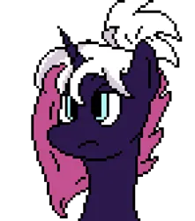 Size: 450x510 | Tagged: safe, artist:nukepony360, derpibooru import, oc, oc:comet trail, unofficial characters only, pony, unicorn, artfight, bust, digital art, female, horn, image, mare, pixel art, png, portrait, simple background, solo, transparent background