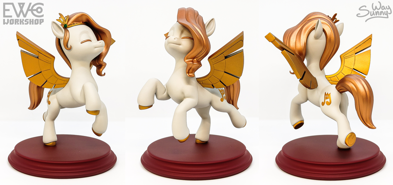 Size: 2000x943 | Tagged: safe, artist:ewc workshop, artist:sunny way, derpibooru import, pipp petals, pegasus, pony, g5, my little pony: a new generation, 3d print, art, artwork, craft, female, feral, figurine, flying, gold, image, irl, mare, my little pony, painting, photo, png, sculpture, solo, spread wings, statue, stone, wings