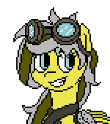 Size: 450x510 | Tagged: safe, artist:nukepony360, derpibooru import, oc, oc:iron wing, unofficial characters only, earth pony, pony, amputee, artfight, artificial wings, augmented, bust, digital art, female, goggles, image, mare, pixel art, png, portrait, prosthetic limb, prosthetic wing, prosthetics, simple background, solo, straps, transparent background, wings