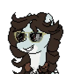 Size: 450x510 | Tagged: safe, artist:nukepony360, derpibooru import, oc, oc:jetstream, unofficial characters only, pegasus, pony, 80's fashion, 80s hair, artfight, aviator sunglasses, bomber jacket, bust, clothes, digital art, female, image, jacket, mare, pixel art, png, portrait, simple background, solo, sunglasses, transparent background