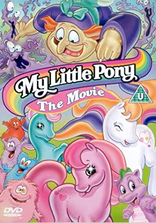 Size: 311x445 | Tagged: safe, derpibooru import, official, hydia, light heart, smooze, spike (g1), bushwoolie, dragon, earth pony, human, pony, g1, g2, my little pony: the movie (g1), dvd, dvd cover, g2 logo, image, jpeg, text