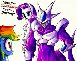 Size: 3083x2436 | Tagged: safe, artist:rafastary, derpibooru import, rainbow dash, rarity, pegasus, pony, unicorn, g4, cooler (dbz), crossover, dragon ball, dragon ball z, horn, image, jpeg, pun