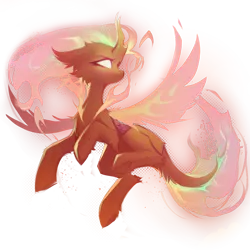 Size: 1000x1000 | Tagged: safe, artist:blcksswn, derpibooru import, fluttershy, kirin, nirik, pony, g4, black background, cheek fluff, collaboration, collaboration:bestiary of fluttershy, curved horn, ear fluff, female, fetlock tuft, fiery wings, fire, frog (hoof), frown, glow, glowing eyes, hoof fluff, horn, image, leg fluff, leonine tail, lineless, mane of fire, mare, narrowed eyes, pink mane, pink tail, png, simple background, solo, species swap, tail, tail fluff, tail of fire, transparent background, underhoof, white eyes, wings