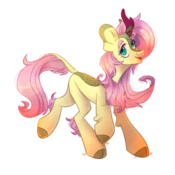 Size: 1000x1000 | Tagged: safe, artist:k0potb, derpibooru import, fluttershy, kirin, original species, g4, cloven hooves, collaboration, collaboration:bestiary of fluttershy, female, image, kirin fluttershy, kirinified, png, simple background, solo, species swap, transparent background