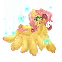 Size: 1000x1000 | Tagged: safe, artist:mouse tail, derpibooru import, fluttershy, monster pony, original species, pony, spider, spiderpony, g4, cloven hooves, collaboration, collaboration:bestiary of fluttershy, female, image, mandibles, mare, multiple eyes, multiple legs, png, simple background, solo, species swap, spidershy, transparent background, unshorn fetlocks