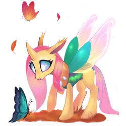 Size: 1000x1000 | Tagged: safe, artist:switchsugar, derpibooru import, fluttershy, butterfly, changedling, changeling, insect, g4, changedlingified, changelingified, collaboration, collaboration:bestiary of fluttershy, female, flutterling, image, png, simple background, solo, species swap, transparent background