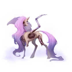 Size: 1000x1000 | Tagged: semi-grimdark, artist:sparkling_light, derpibooru import, fluttershy, ghost, ghost pony, pegasus, pony, undead, g4, collaboration, collaboration:bestiary of fluttershy, concave belly, emaciated, exposed bone, female, helhest, image, mare, missing eye, missing limb, png, ribs, simple background, skinny, solo, spine, thin, transparent background