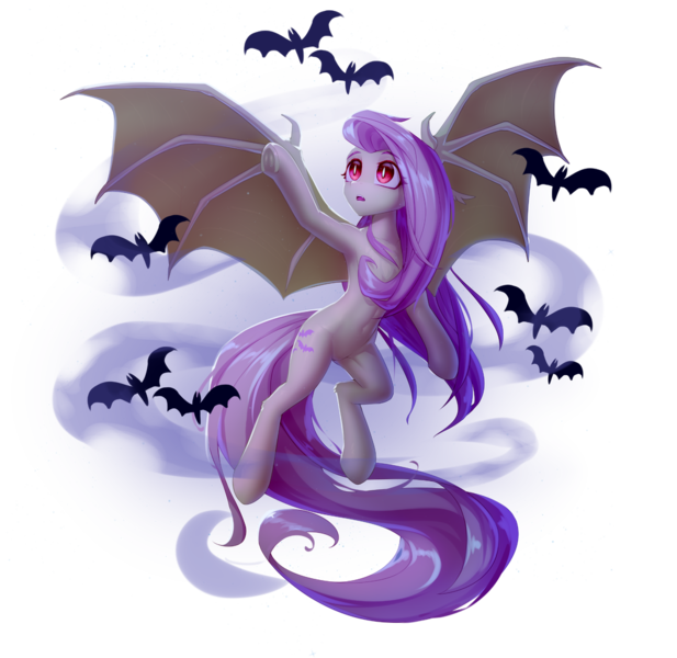 Size: 1000x972 | Tagged: safe, artist:alrumoon_art, artist:setharu, derpibooru import, fluttershy, bat, bat pony, pony, semi-anthro, g4, armpits, bat ponified, bat wings, belly, belly button, collaboration, collaboration:bestiary of fluttershy, cute, female, flutterbat, human shoulders, humanoid torso, image, long tail, mare, png, race swap, red eyes, simple background, solo, spread wings, tail, transparent background, wings