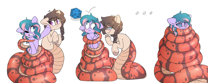 Size: 7000x2800 | Tagged: safe, artist:fluffyxai, derpibooru import, oc, oc:berry twist, unofficial characters only, lamia, original species, coiled, coils, fetish, hypno eyes, hypnosis, hypnosis fetish, hypnotized, image, kaa eyes, nervous, png, smiling, sweat, wrapped up