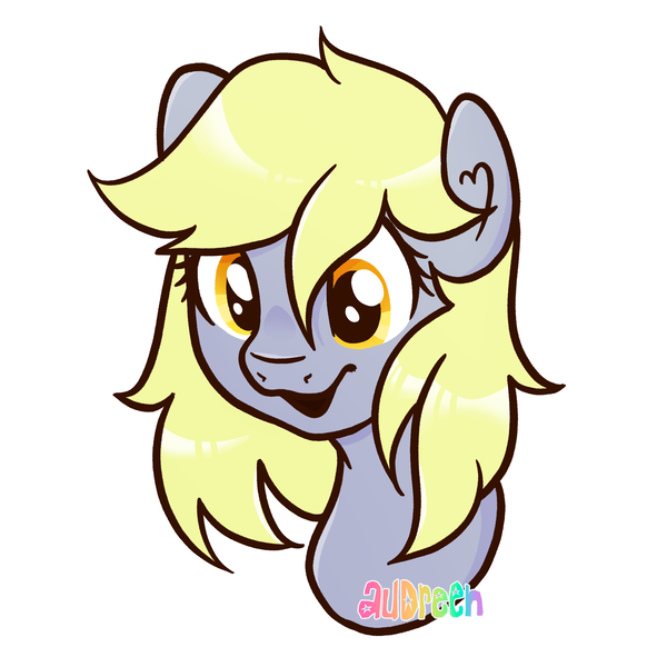 Size: 2100x2100 | Tagged: safe, artist:mavdpie, derpibooru import, derpy hooves, pegasus, pony, g4, bust, image, png, portrait, simple background, smiling, solo, white background