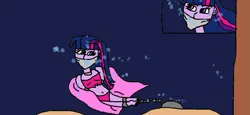 Size: 1543x710 | Tagged: grimdark, artist:mattjohn1992, derpibooru import, twilight sparkle, human, asphyxiation, ball and chain, cloth gag, drowning, gag, humanized, image, png, sinking