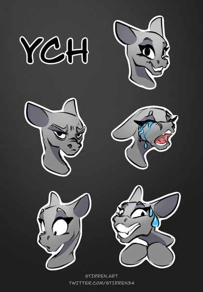 Size: 1640x2360 | Tagged: safe, artist:stirren, derpibooru import, angry, bust, commission, crying, emoji, gradient background, image, looking at you, png, portrait, smiling, solo, sticker, sticker pack, sticker set, surprised, worried, your character here