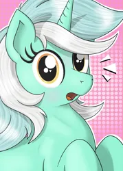 Size: 2000x2800 | Tagged: safe, artist:eels, derpibooru import, lyra heartstrings, pony, unicorn, g4, abstract background, cute, emanata, female, heart, heart eyes, horn, image, looking at you, lyrabetes, mare, open mouth, png, solo, wingding eyes