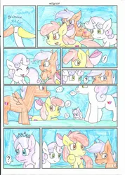 Size: 1606x2255 | Tagged: safe, artist:cmara, derpibooru import, apple bloom, diamond tiara, scootaloo, sweetie belle, earth pony, pegasus, pony, unicorn, g4, comic, female, filly, foal, horn, image, jpeg