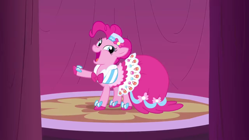 Size: 1280x720 | Tagged: safe, derpibooru import, screencap, pinkie pie, earth pony, pony, g4, the best night ever, clothes, dress, female, gala dress, image, jpeg, solo