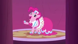 Size: 1280x720 | Tagged: safe, derpibooru import, screencap, pinkie pie, earth pony, pony, g4, the best night ever, clothes, dress, female, gala dress, image, jpeg, solo