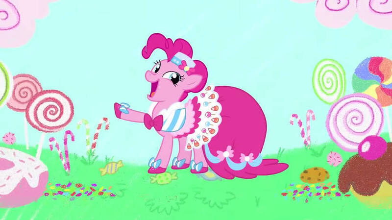 Size: 828x465 | Tagged: safe, derpibooru import, screencap, pinkie pie, earth pony, pony, g4, the best night ever, clothes, dress, female, gala dress, image, jpeg, solo