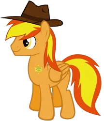 Size: 1480x1720 | Tagged: safe, artist:rogan140, derpibooru import, oc, oc:firey ratchet, unofficial characters only, pegasus, pony, g4, badge, detective, fedora, hat, image, male, png, simple background, stallion, transparent background