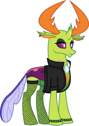 Size: 1068x1504 | Tagged: safe, artist:byteslice, derpibooru import, thorax, changedling, changeling, g4, .svg available, bracelet, clothes, ear piercing, earring, eyeshadow, fishnet clothing, fishnets, goth, image, jewelry, king thorax, makeup, piercing, png, simple background, socks, spiked wristband, stockings, thigh highs, transparent background, vector, wristband