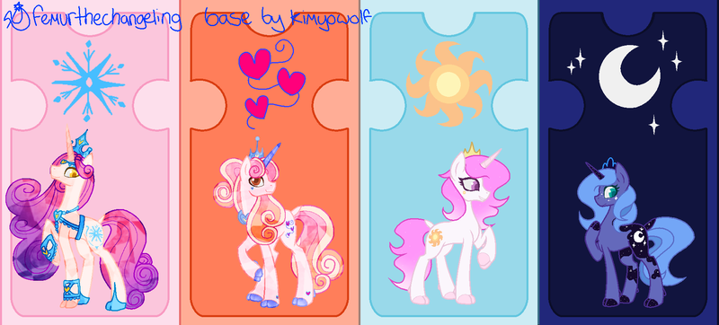 Size: 1815x822 | Tagged: safe, artist:femurthechangeling, artist:kimyowolf, derpibooru import, princess amore, princess celestia, princess luna, oc, oc:prince amantius, classical unicorn, crystal pony, pony, unicorn, alternate hairstyle, base used, cloven hooves, colored hooves, colored horn, concave belly, crown, cutie mark, female, filly, filly celestia, filly luna, gradient mane, gradient tail, hooves, horn, image, jewelry, leonine tail, long mane, looking at you, looking down, looking down at you, mare, pink-mane celestia, png, princess amore's cutie mark, princess celestia's cutie mark, princess luna's cutie mark, race swap, raised hoof, regalia, royalty, s1 luna, slender, tail, thin, unicorn celestia, unicorn luna, unshorn fetlocks, wingless, wingless alicorn, younger