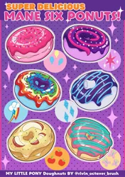 Size: 2331x3307 | Tagged: safe, artist:rivin177, derpibooru import, applejack, fluttershy, pinkie pie, rainbow dash, rarity, twilight sparkle, g4, donut, food, frosting, image, jpeg, mane six, sprinkles