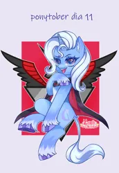 Size: 1984x2880 | Tagged: safe, artist:zackchibi, derpibooru import, trixie, classical unicorn, pony, unicorn, g4, alicorn amulet, cloven hooves, female, high res, horn, image, leonine tail, mare, open mouth, open smile, png, ponytober, ponytober 2024, simple background, smiling, solo, unshorn fetlocks, white background