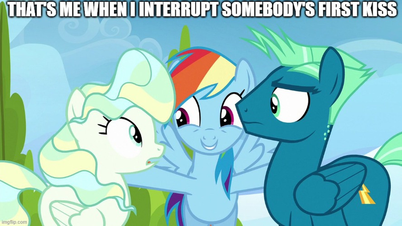 Size: 2966x1667 | Tagged: safe, derpibooru import, edit, edited screencap, screencap, rainbow dash, sky stinger, vapor trail, pegasus, pony, g4, top bolt, caption, female, image, image macro, imgflip, male, mare, meme, png, stallion, text, trio