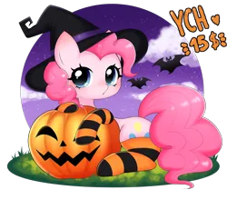 Size: 1340x1181 | Tagged: safe, artist:arwencuack, derpibooru import, pinkie pie, advertisement, commission, commission open, feral, halloween, halloween2024, holiday, image, png, wish, your character here